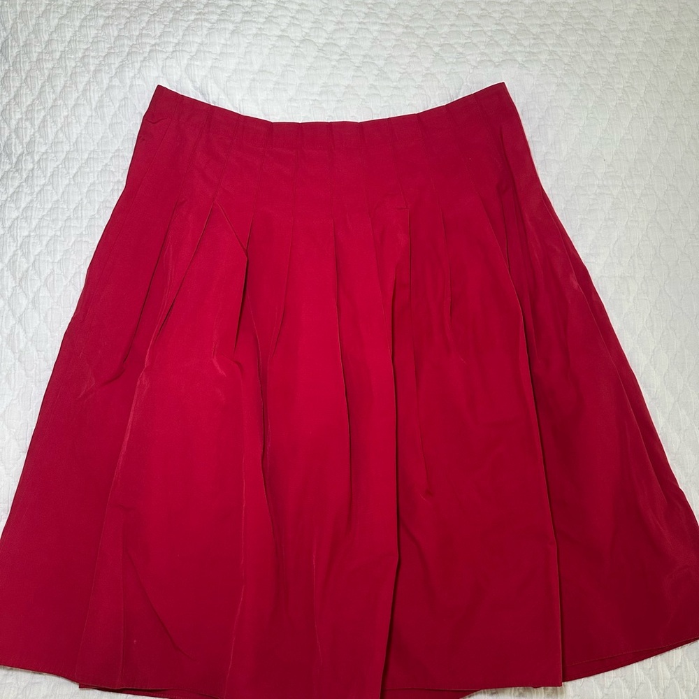 Banana Republic Red Pleated A-Line Skirt